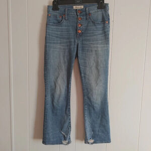 Madewell Cali Demi-Boot Women's Jeans Exposed Buttons Blue Size 25 Petite
